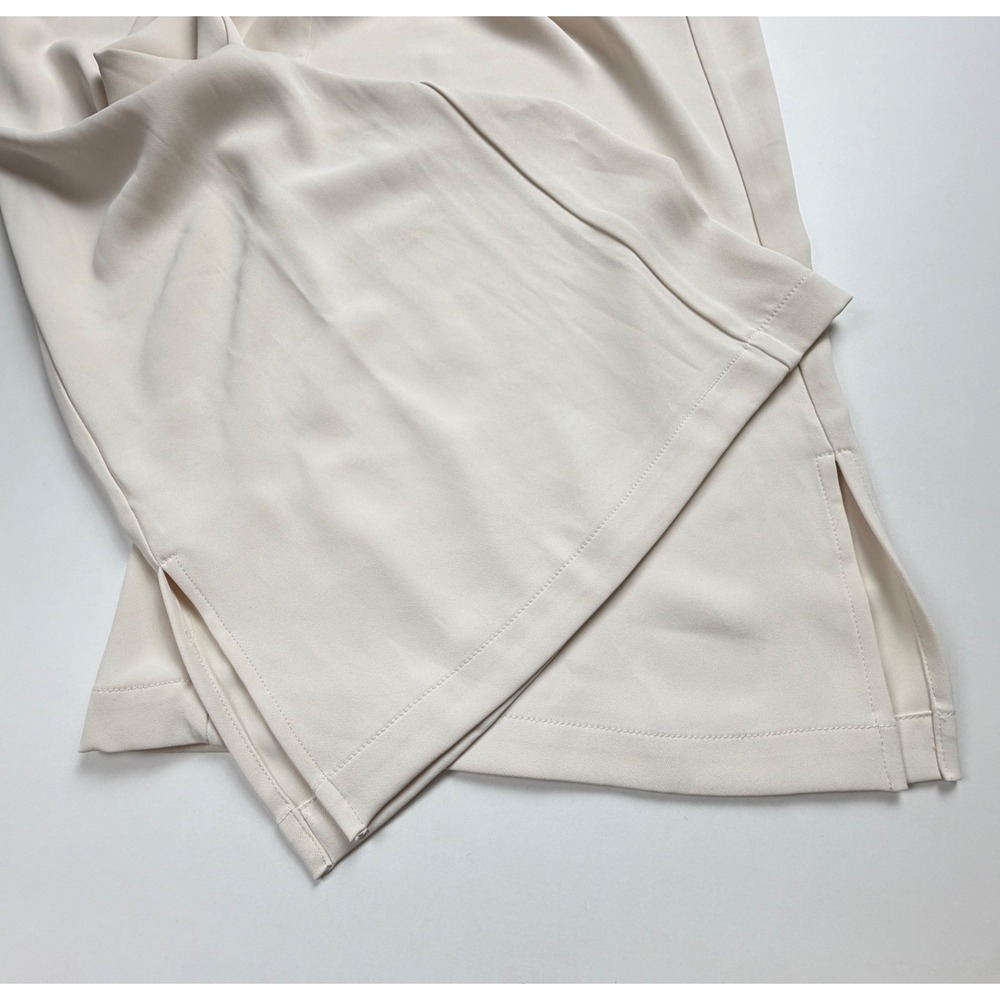 Melloday Wide Leg Crop Pants Womens L Cream Pull On Side Slit Culottes - Picture 16 of 16
